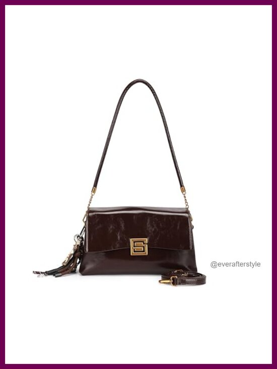 Handbags - PU Leather Crossbody Bag With Tassel Detachable Strap Satchel Purse Womens